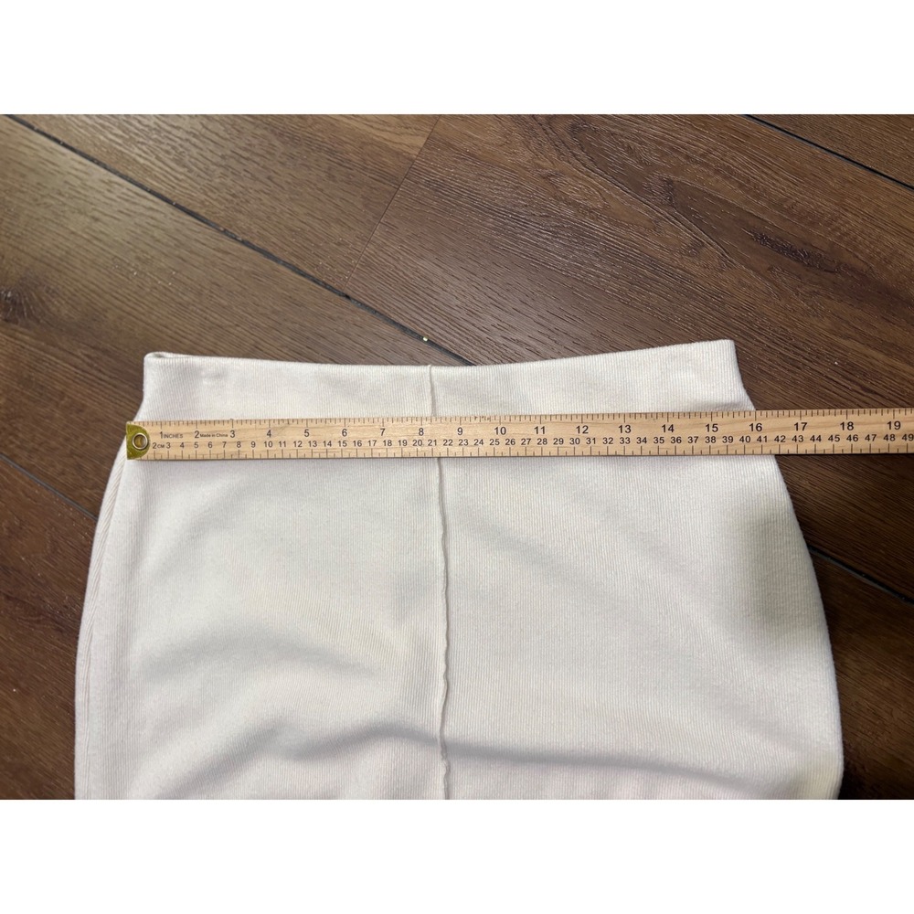 Zara Women's L Cream Ivory Knit Midi Skirt Minimalist Pull On Column - Picture 6 of 8